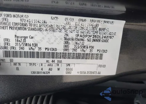 2013 Ford Focus Se from USA, damaged, VIN 1FADP3F25DL242087